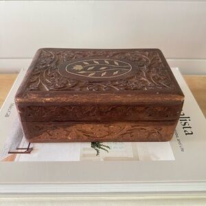 Vintage Hand-Carved Indian Wooden Trinket Box